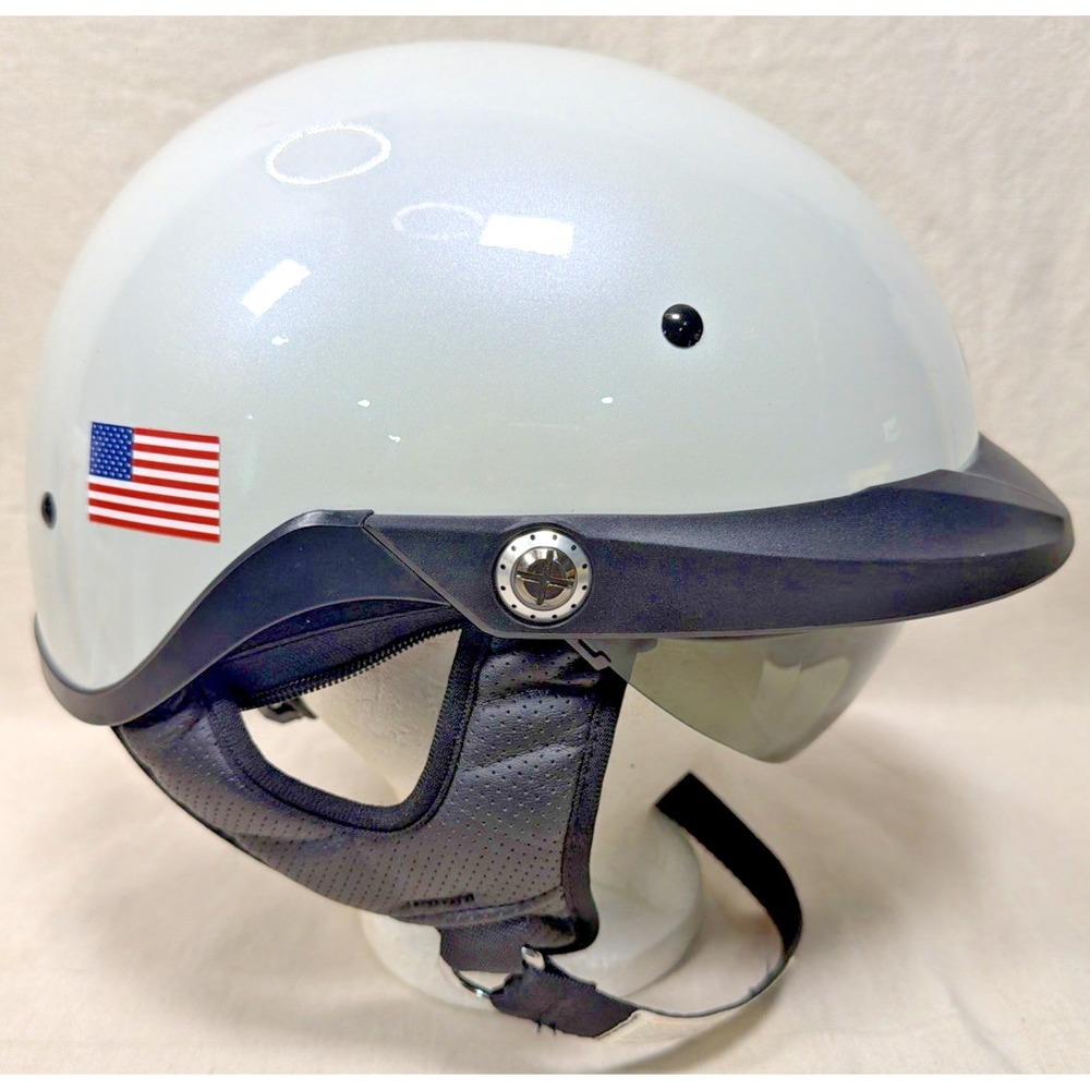 EUC Bell Pit Boss Motorcycle Helmet Pearl White w/ Drop Down Shield Size M DOT
